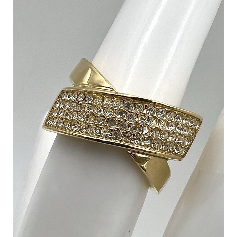 MICHAEL KORS Gold Tone Pave Criss-Cross Band Ring Size 6 NWT